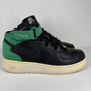 Nike Air Force 1 Mid Top Black Green Sneakers Shoes 818696-002 Women's Size 7.5